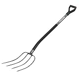 Fiskars Dunggabel, Mist- und Heugabel mit 4 Zinken, Länge: 137 cm, Hochwertige Borstahl-Zinken, Grau/Schwarz, Ergonomic, 1001695