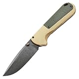 Joa Gelb Klappmesser, Taschenmesser aus D2 Edelstahlklinge, Scharfes Einhandmesser mit Gürtelclip, Neck knife EDC Messer aus G10 griff, Survival Messer für Outdoor, Camping Jagdmesser