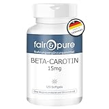Fair & Pure Beta-Carotin Softgels 15mg, 120 Stück, Nahrungsergänzungsmittel ohne Zusätze, in Deutschland hergestellt