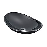 [neu.haus] Neuhaus Waschbecken Schwarz Waschschale 47x31cm Sicherheitsglas Glas Waschtisch Aufsatzbecken Handwaschbecken Badezimmer