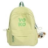 JIABAOZ Kawaii-Studentenrucksack, Einfarbiger Rucksack, Geeignet Für Jungen Und Mädchen, Campus-Stil, Frisch, Schule, Reisen (Hellgrün)