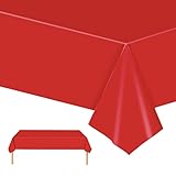 Rote Einweg Tischdecken 137x274cm Kunststoff Rechteck Tischdecken,wasserdichte Kunststoff-Tischdecken für Tische im Indoor und Outdoor Partys,Geburtstage, Hochzeiten,Haushalt Partyzubehör