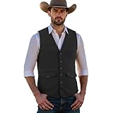 Solovedress Herren Wildleder Anzug Weste Regular Fit Jahrgang Soft Kunstleder Western Cowboy Weste(Schwarz,L)