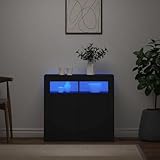 ZfiPhranillus Sideboard mit RGB LED Schwarz 80x35x75 cm Massiver Holzwerkstoff Modernes Design Kommode für Wohnzimmer Flur Schlafzimmer