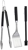 Weber 6764 Premium Grillbesteck 3-teilig, bestehend aus Grillzange, Grillwender und Silikonpinsel, Länge ca. 46cm, Edelstahl und Silikon