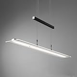 B.K.Licht - LED Pendelleuchte stufenlos höhenverstellbar, dimmbar via Touch, warmweiße Lichtfarbe, Hängeleuchte, Hängelampe Esstisch, Esszimmerlampe hängend, Wohnzimmerlampe, 85x175 cm, Schwarz