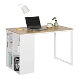 WOLTU® Schreibtisch TSG26hei Computertisch Bürotisch Arbeitstisch PC Laptop Tisch, in Melamin, mit 4 Ablageflächen, Gestell aus Stahl, 120x60x75cm(BxTxH), Holz, Hell Eiche