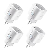 UPXNBOR Smart Steckdose, 16A Smart Home WLAN Steckdose mit Strommessung, Alexa Steckdose Funktioniert mit Alexa, Google Home, Timer & APP Fernzugriff, Kein Hub notwendig, Nur 2.4GHz WiFi (4er Pack)