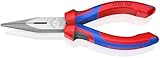 KNIPEX Flachrundzange mit Schneide (Radiozange) mit Comfort-Griffen schwarz atramentiert 25 02 160