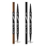 JAWUZ 2 Stück Augenbrauenstift,Augenbrauenstift Wasserfest,Microblading Augenbrauenstift,2-In-1 Dual-Ended Wischfest Eyebrow Pencil Kann Leicht Natürliche Augenbrauenfarbe(Braun+Black)