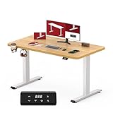 SANODESK Höhenverstellbarer Schreibtisch mit KOMPLETTER TISCHPLATTE, Ergonomischer Standing Desk, Computertisch mit Memory-Funktion für Homeoffice, 110 x 60 cm, ahorn