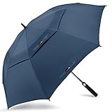 Regenschirm Sturmfest Groß,XL Golf Umbrella Stockschirm mit Auf-Zu-Automatik für Herren Damen - Travel Schirm mit Tragegurt,von ZOMAKE(Marineblau)