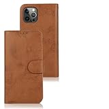 Generic Schutzhülle für iPhone 14 Max (6,7 Zoll (6,7 Zoll), Premium-Leder, magnetisch, mit Kartenhalter, Braun