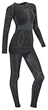 icefeld®: Sport Ski- Thermounterwäsche-Set für Damen Seamless (nahtfrei) in schwarz/grau M