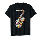 Saxophon buntes Osterei Kinder Herren Damen Ostern T-Shirt