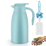 VAlinks Thermo-Kaffeekaraffe mit Bürste, verbesserter 48-Stunden-Heißwasserspender, isolierter Edelstahl-Kaffee-Thermoskanne, doppelwandige Vakuumflasche, hält Tee, Kaffee, Milch warm (blau)