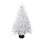 CREATIV green künstlicher Weihnachtsbaum 90 cm I Kleiner Weihnachtsbaum künstlich mit 287 Tips in weiß I kleine Tanne im Topf I hochwertiger Plastik Tannenbaum ideal als Indoor Weihnachtsdeko