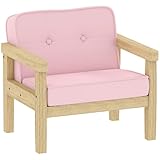 AIYAPLAY Kindersessel Kindersofa mit Kord-Optik, massiven Holzfüßen Sessel aus Schaumstoff Kinderstuhl für Kinderzimmer, Spielzimmer, 46,5 x 44 x 45 cm, für Kinder 3-8 Jahre Rosa