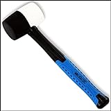 WeLiQu® 900g Gummihammer Schwarz/Weiß, ⌀75mm Pflasterhammer groß mit Langloch-Dämpfung und Fiberglas im Stiel, Hartgummihammer