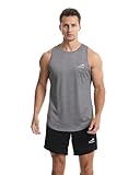 Herren Tanktop, schnell trocknende Trainingshirts, Muskel Fitness Bodybuilding Laufshirt Fitness Tanks Ärmelloser T-Shirt Grau L