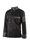 Clinotest Kochjacke, Bäckerjacke, langarm mit Druckknopfverschluss, in der Farbe Black, Modern Style (L)