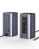 Baseus Docking Station USB-C, Nomos Air 12 in 1, Dockingstation 2 monitore, 2 * 4K HDMI, 10Gbps USB-C/A, 100W PD, Gigabit-Ethernet, Kompatibel für Laptop Dell/HP/Lenovo/Asus/Acer/Mac