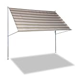 Angerer Freizeitmöbel GmbH Klemmmarkise Premium - Markise für Sonnenschutz - Montage ohne Bohren und Dübeln - ideale Balkonmarkise für Mietwohnungen (Taupe gestreift, 300 cm)