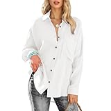 TANTOMI Bluse Damen Langarm,Damenblusen Elegant V-Ausschnitt Hemd Longbluse,Business Oberteile mit Knöpfen Tops Langarmshirt