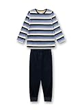 Sanetta Jungen-Schlafanzug blau Ringel aus Nicki | Hochwertiger und bequemer Schlafanzug aus Nicki für Jungen.