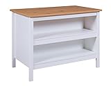 Inter Link - Kücheninsel - Mittelinsel - Arbeitsplatte - Küchenschrank mit Regalen - Melaminbeschichtet - Länge 124cm - Höhe 82 cm - Tiefe 75 cm - Julina - Weiß/Eiche Artisan