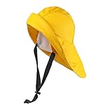 tomBrook Südwester Regenhut Unisex - wasserdichte Regenmütze mit verstellbaren Kinnriemen und Innenfutter in Gelb Größe L