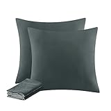 Aisbo Kissenbezug 80x80 2er Set - Kopfkissenbezug 80 x 80 Anthrazit mit Reißverschluss aus Mikrofaser Weich, 80x80cm Pillow Cover