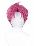 LeMarnia Anime Cosplay Perücke Rosenrot Herren Kurze Perücke Halloween Party Kostüm Perücken
