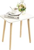 FORAOFUR Kleiner Beistelltisch, einfache Montage, Tisch Klein für Wohnzimmer, Schlafzimmer, Balkon, Büro, Höhe 42 cm, Beistelltisch weiß, mini Tisch, Nachttisch, weiß