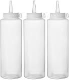 HENDI Spenderflasche, Stückzahl: 3, Easy Squeeze, für Saucen, Squeeze Flasche, Quetschflasche, Dosierflasche, 200ml, ø50x(H)185mm, Polyethylen, Polypropylen Kappe, Transparent