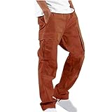 Ewleguzka Herren Wanderhose Schneehose Skifahren Winter Fleece gefüttert Outdoor Wasser Camping Wandern Angeln Outdoor Sportbekleidung, 040- Orange, 3XL