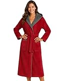 Morgenstern Bademantel Damen mit Kapuze 100% Baumwolle Frottee OEKO-TEX® Morgenmantel Leonie Rot Größe L