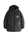 SOLOCOTE Jungen Wintermantel Fleece-Futter schwerer wasserabweisend winddicht mit Kapuze Parka für Kinder Schwarz 152