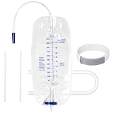 5 Stück 1000ml/cc Urinbeutel Katheter Beinbeutel, 30 cm Schlauchlänge und Anti-Reflux-Ventil, Einfacher Flip-Drain, elastische verstellbare Stoffbänder, Einzelverpackung