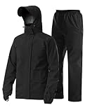 Coutyuyi Herren Regenanzug Wasserdichte Regenjacke Atmungsaktiver Leichter Regenmantel mit Kapuze Geeignete Regenkleidung für Freizeit, Outdoor-Sport, Golf, Wandern（L，Nachthimmel Schwarz）