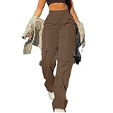 Outdoor Hose Mädchen Gartenhose Fashion Winterhose Parachute Cordhose Damen Stretch Anglerhose Mountainbike Trekkinghose Cargo Hose Wassersäule Softshellhose Damen Braun L