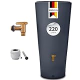 4rain Vaso 2in1 Regentonne 220 Liter Graphite Grey inkl. Kunststoff-Auslaufhahn und Fallrohranschluss - Regenfass, Regenwassersammler, Regenwassertonne, Regenwassertank, Wassertank, Regensammler