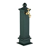 Relaxdays Standbrunnen antik, Wasserhahn, HBT: 47x14x18,5 cm, Wasserzapfsäule Garten, Terrasse, Zierbrunnen, dunkelgrün