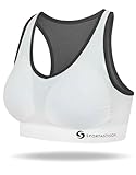 Sportastisch Damen Sport BH „Sporty Bra“ Starker Halt zum Joggen ohne Bügel, Racerback Ringerrücken BH mit Polster gepolsterte Cups (weiß/S)