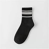 XXXXW Damen Socken 5 Paare Glänzende Streifen Studenten Sport Socken Massivfarbe Besatzungslänge Socken Weibliche dünne Baumwollsocken Casual Socken für Frauen (Color : 1)