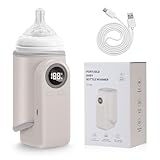 Flaschenwärmer Baby Unterwegs, 30W Tragbarer Babyflaschen Wärmer Schneller Heizung mit 8000mAh/LCD-Display,Babyflaschenwärmer Konstante für Hause Reisen Travel（Beige）