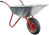 RAVENDO Schubkarre Vollgummi mit Vollgummirad Vollgummireifen Bauschubkarre Schubkarren pannensicher Scheibtruhe Gartenkarre BD 1002 | 100 Liter Mulde | PU Rad kugelgelagert | 150kg Tragkraft | Rot