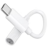 USB C auf 3,5 mm Kopfhörer-Adapter, Typ C auf AUX-Audio-Klinken-Konverter, kompatibel mit iPhone 15/15 Pro/Pro Max/Plus, Samsung Galaxy S23/S22/S21 Ultra, Hi-Res Sound, tragbarer DAC-Chip (weiß)