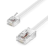 deleyCON 1m Telefonkabel RJ11 auf RJ45 Modularkabel Flachkabel RJ11 Stecker zu RJ45 Netzwerk Stecker Telefondose Modem Router Fax ISDN DSL VDSL Internet Weiß