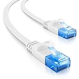 deleyCON 10m CAT6 Flaches Netzwerkkabel 1000 Mbit Gigabit LAN - Cat 6 RJ45 Ethernet Patchkabel Verlegekabel Flach - für Internet Switch Router Modem Patchpanel - Weiß